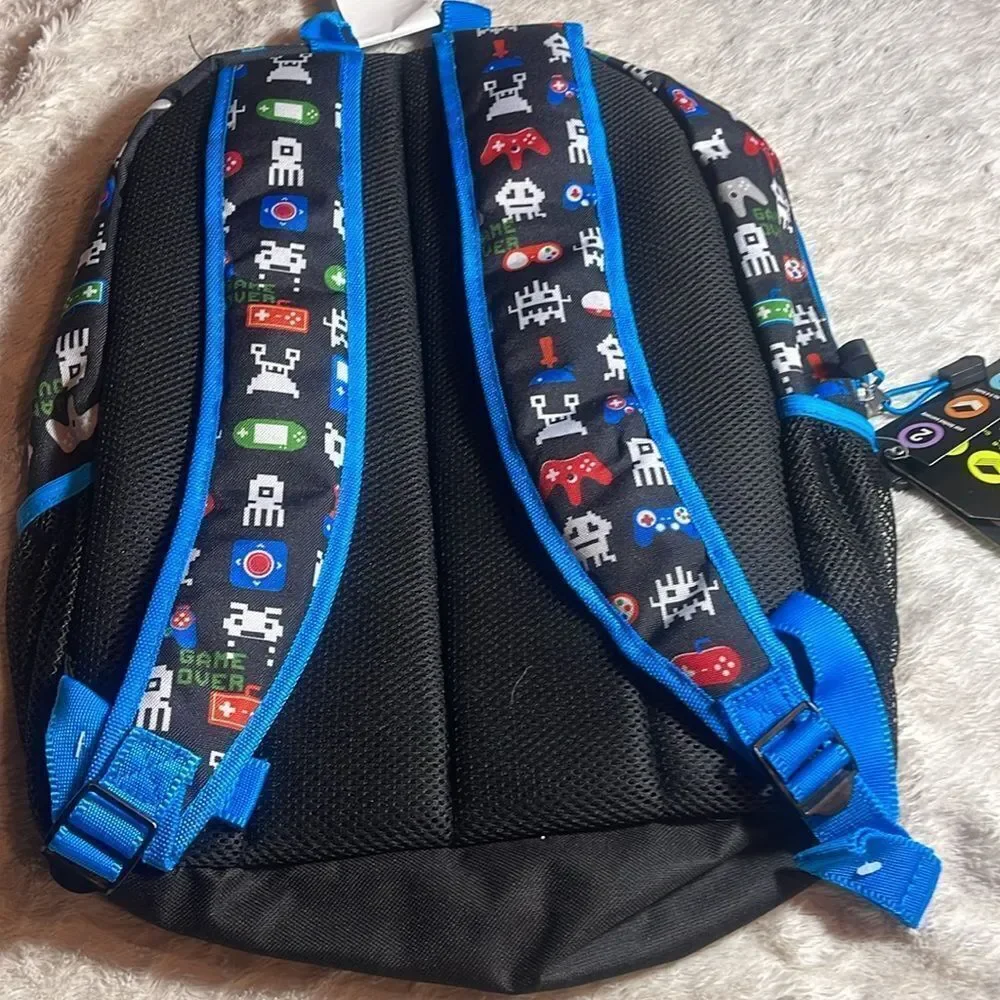 Black Backpack with Retro Gaming Icons NWT
